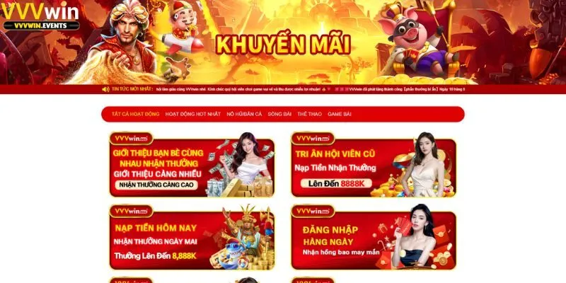 VVVwin 226 Khuyến mãi VVVVWin cập nhật thường xuyên, cực sốc