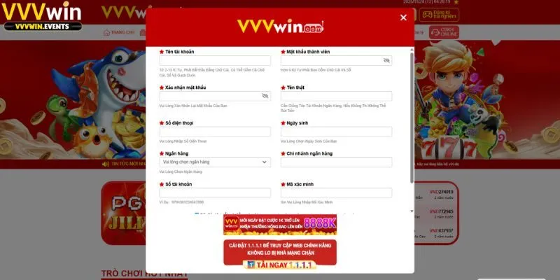 VVVwin 227 Quy trình đăng ký VVVWin đơn giản chỉ mất 30s